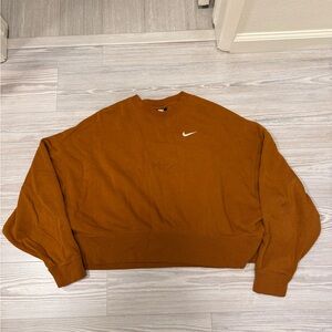 Nike Women's Crewneck Sweatshirt Rust Orange with White Swoosh